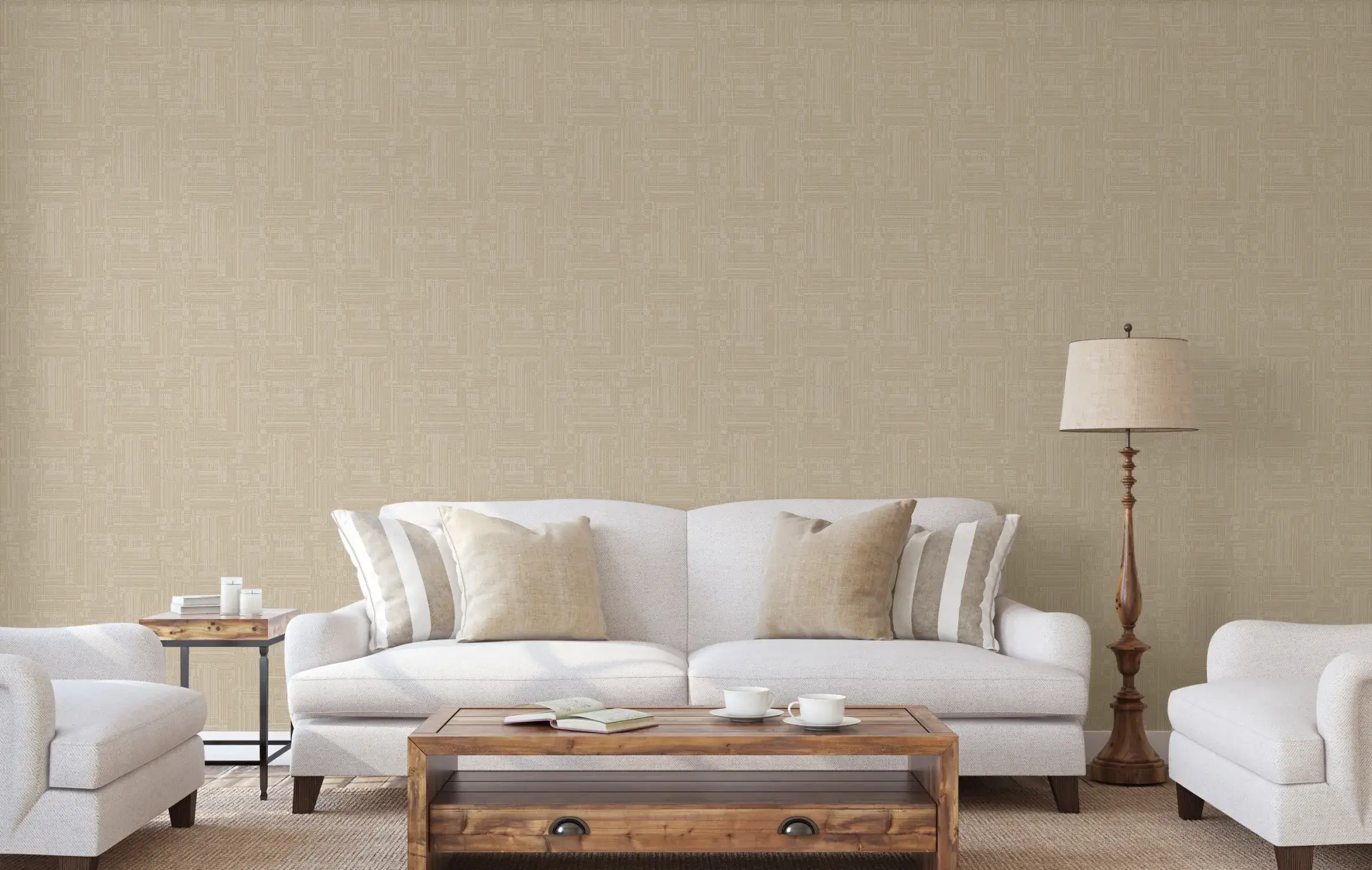 Beige Embossed Wallpaper – 3D Dimension (3703-3)
